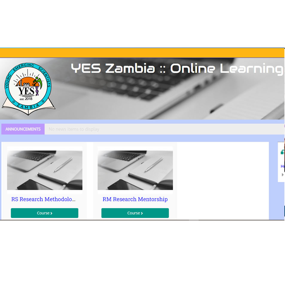 Development of online learning system for Young Emerging Scientists Zambia, Lusaka, Zambia